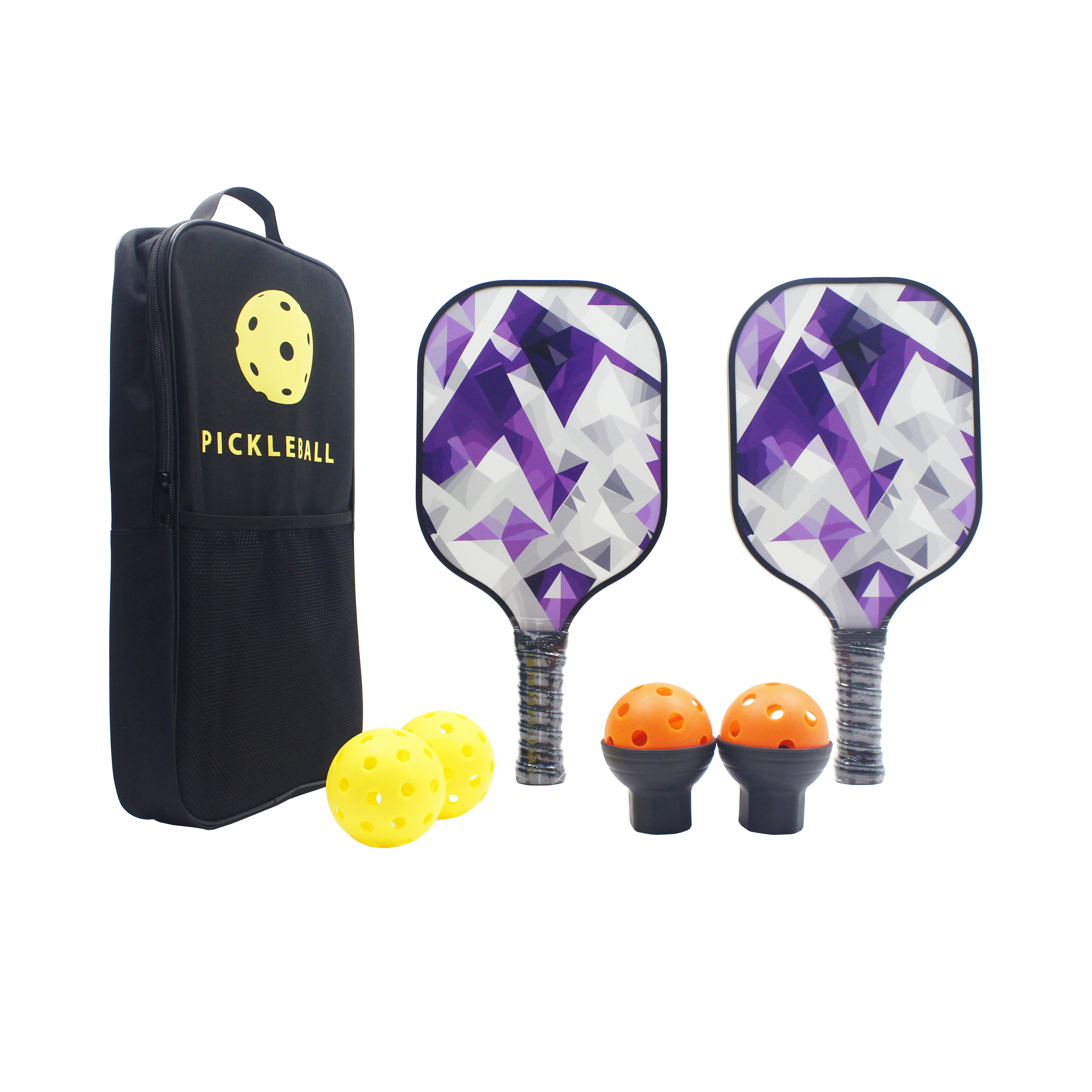 Factory Price Graphite Pickleball Paddles Set 2 Paddles 4 Balls 1 Carry Bag With Ball Retriver