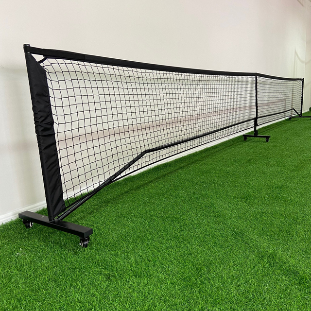 Factory Price Heavy Duty Pickleball Net with Wheels 22 FT Regulation Size Steady Metal Frame and PE Net for All Weather Conditions Outdoor Indoor