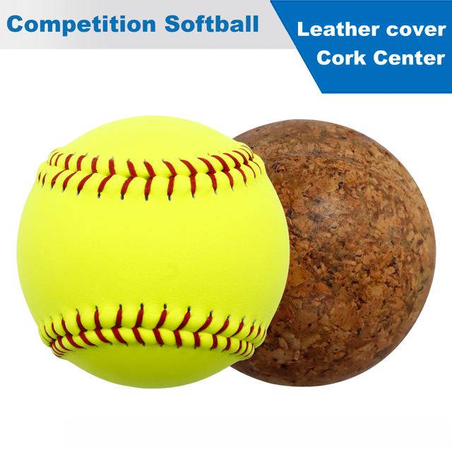 Leather Cover Flatpitch Softball Cork Center Raised Seams For Competition 12inch or 11inch