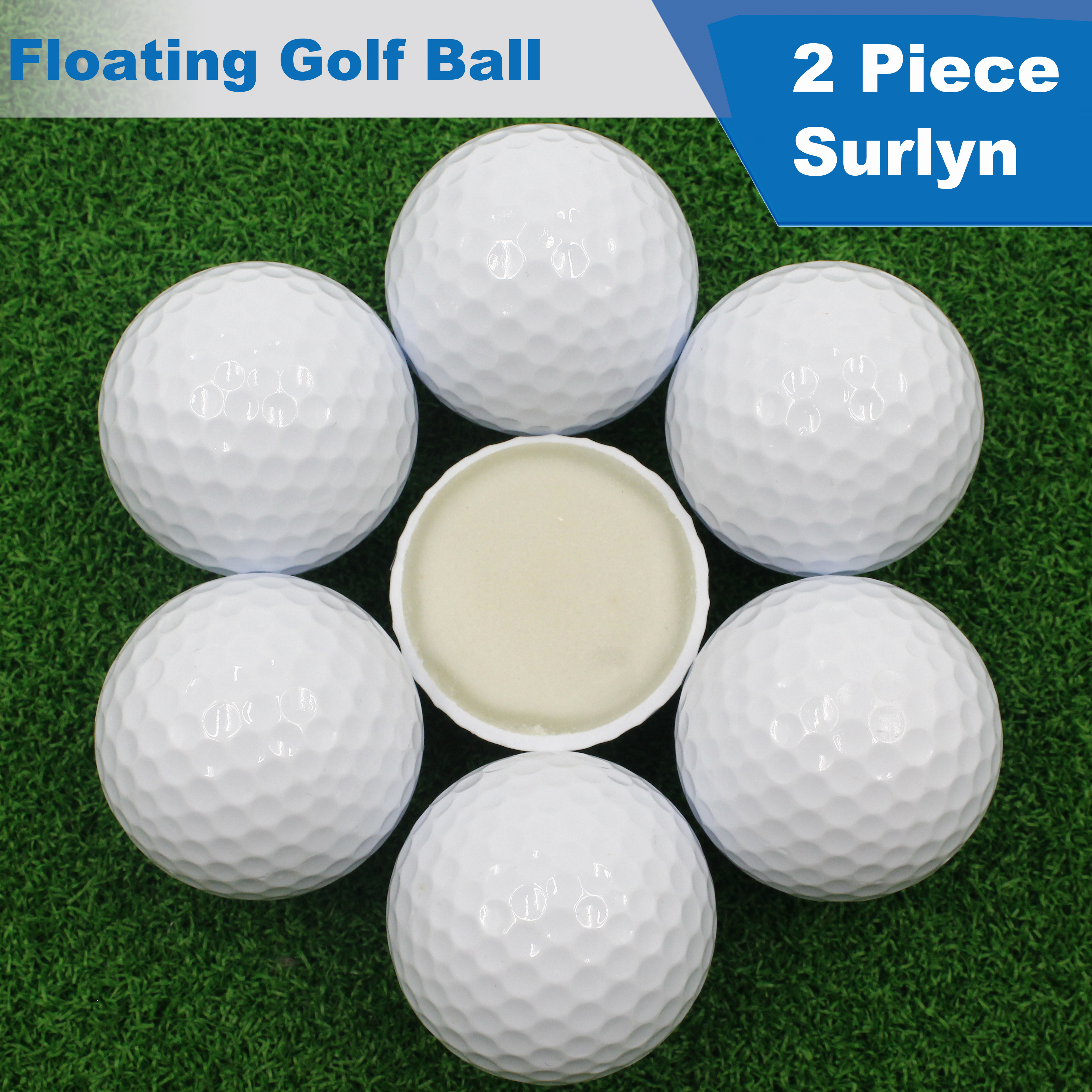2 Piece Surlyn Floating Golf Ball Long Distance Pond or Lake Range Balls For Practice