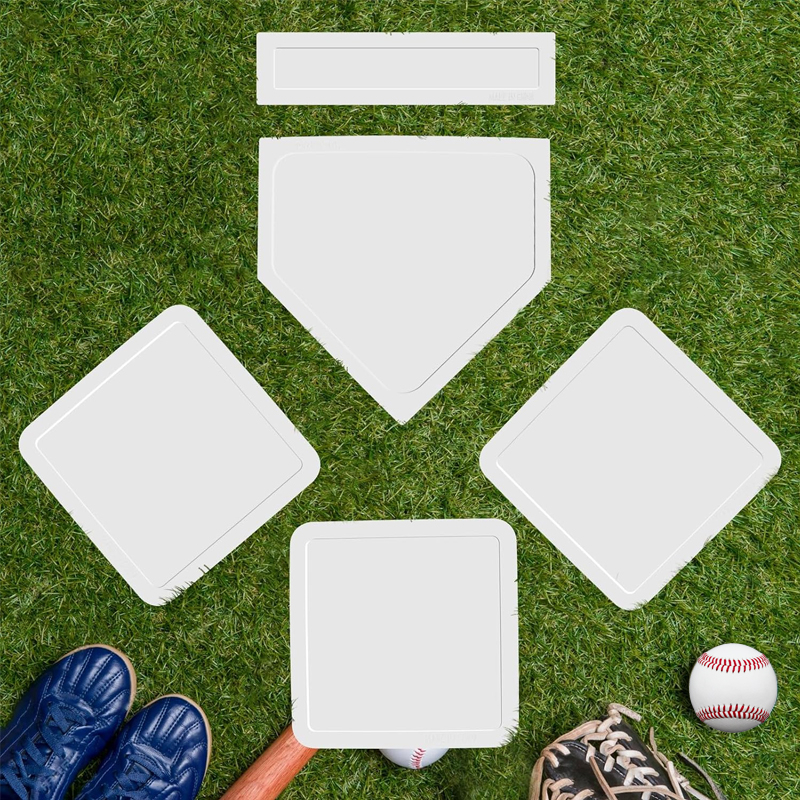 Softball Baseball Rubber Base Set with 5 Piece Baseball Plates