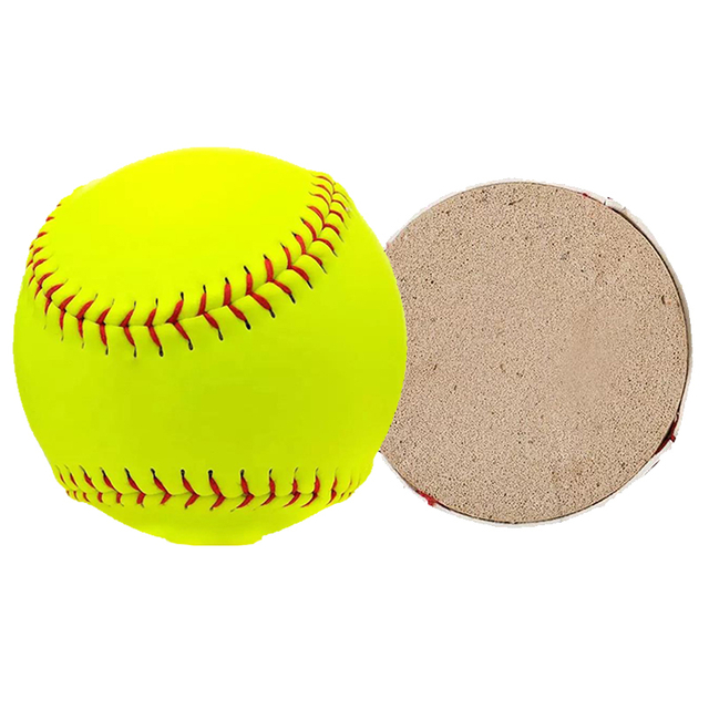 Official Size And Weight Customized Logo Printed Soft Foam Center Green PVC Synthetic Leather Softball