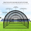 22*12*8FT Baseball and Softball Batting Cage Net Portable with Pitching Machine Hole and Detachable Door for Backyard Outdoor Hitting Practice