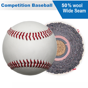 Custom Leather Baseballs 50% Wool Winding Double Cushioned Cork Center Raised Seams Competition Level