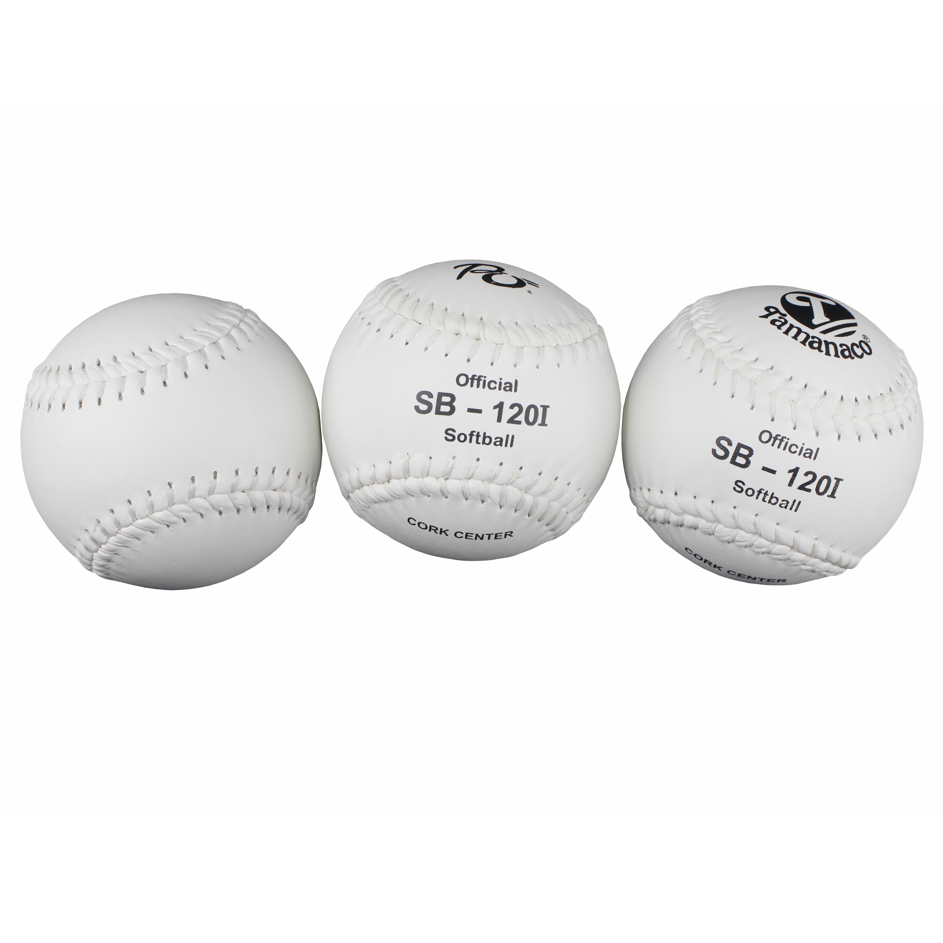 White Leather Cover Best Quality Cork Center Softball For Competiton .47 Cor 375 LBS Compression