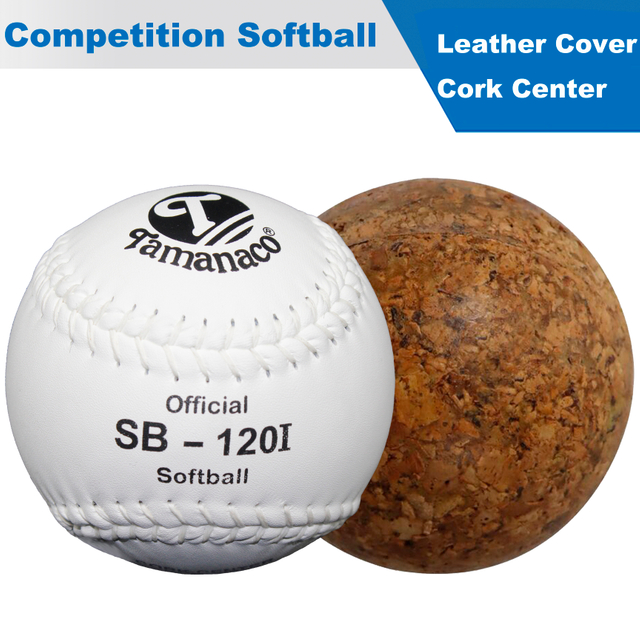 White Leather Cover Best Quality Cork Center Softball For Competiton .47 Cor 375 LBS Compression