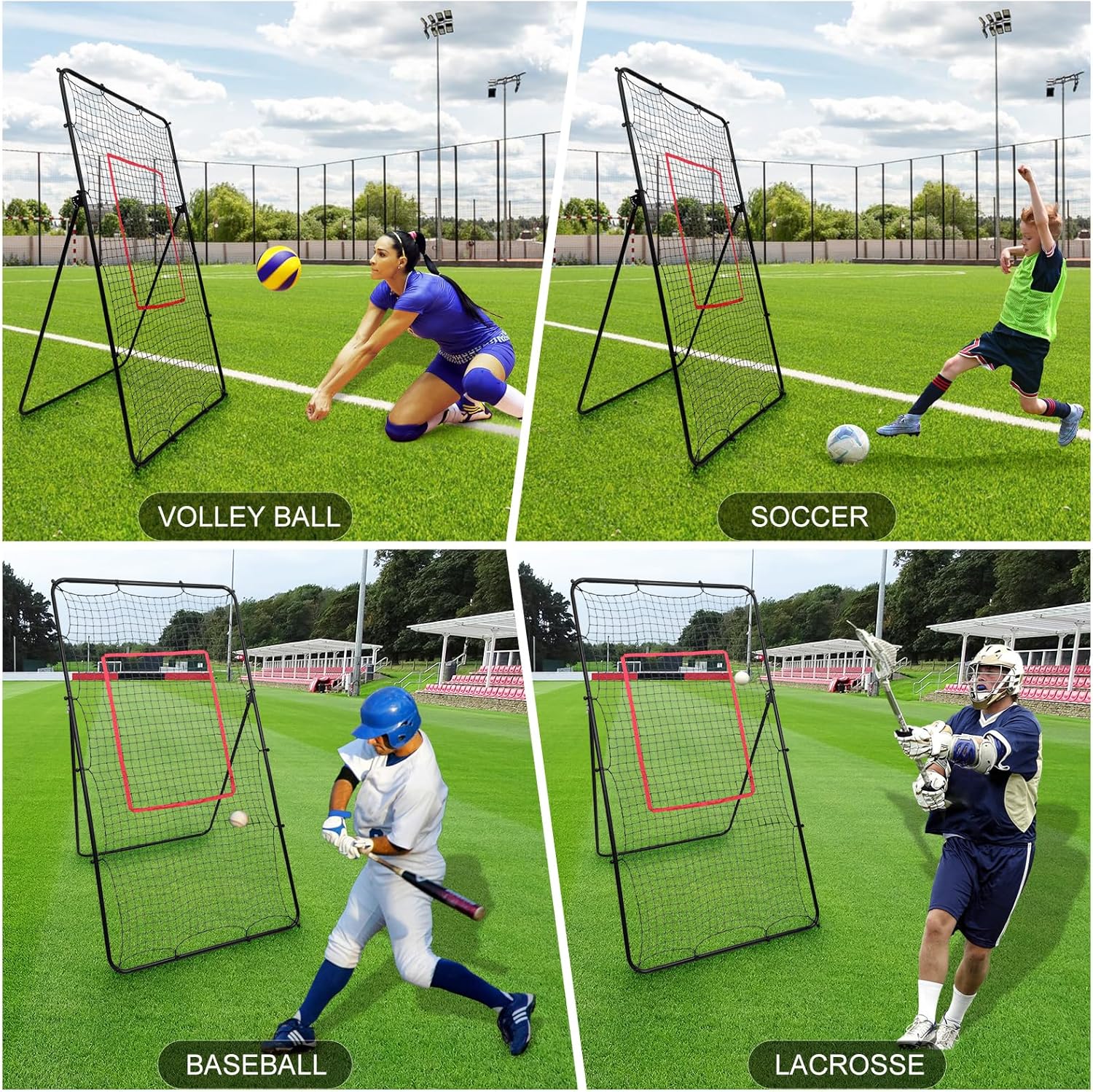 4x7FT Volleyball Rebounder Net 5 Adjustable Angles Practice Volleyball Skills