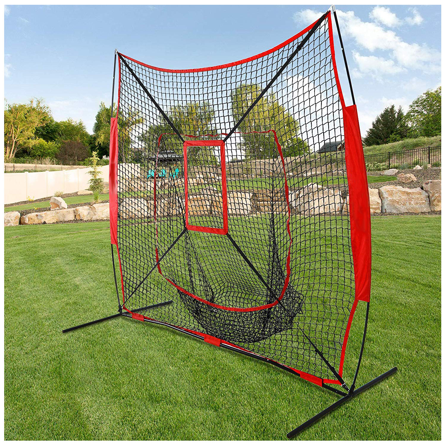 Factory Price Baseball Softball Practice Hitting Net 7*7\' For Batting and Pitching with Carry Bag and Metal Frame