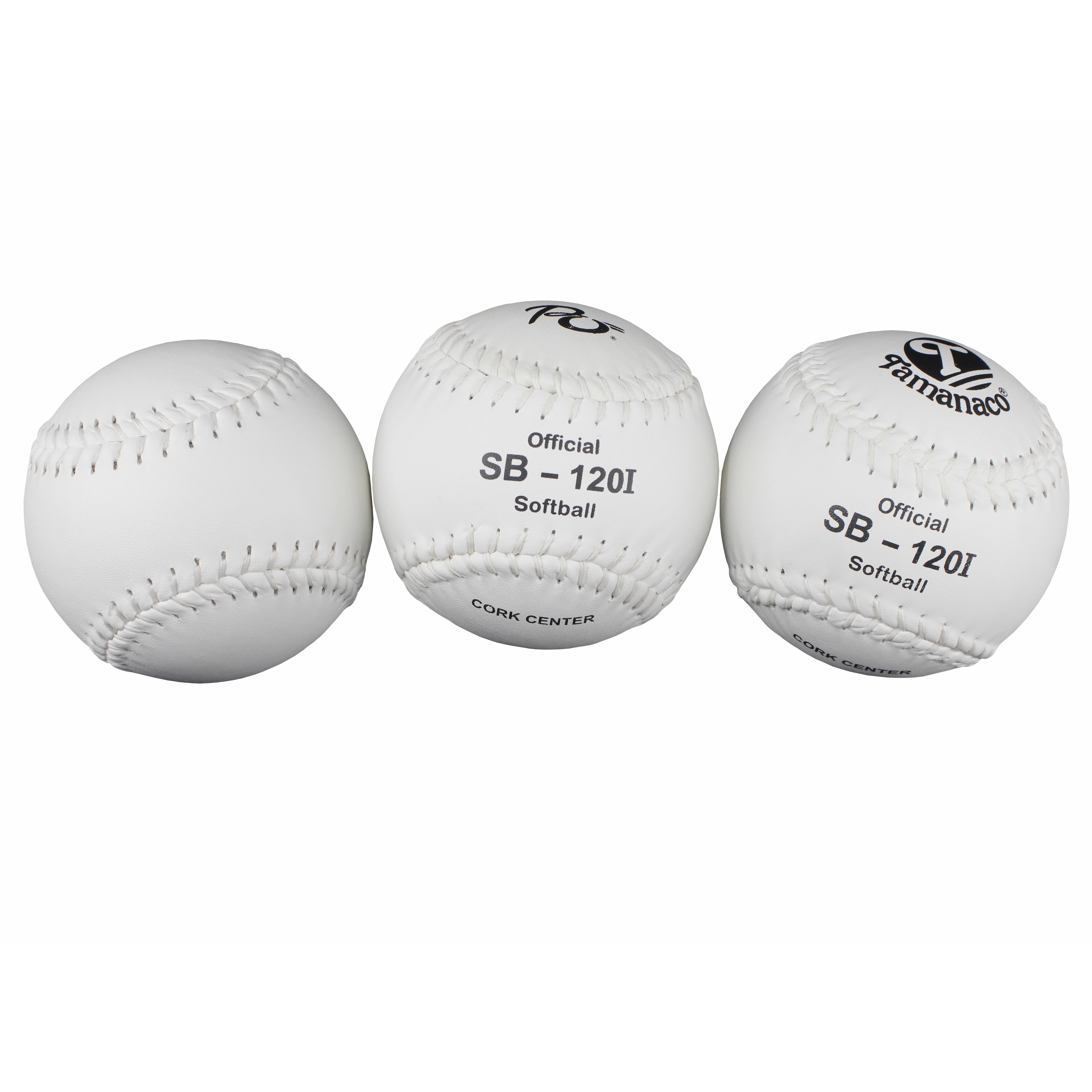 Factory Price 12 Inch Tamanaco Softball White Leather Cover High Quality Cork Center Slow Pitch for Whole Sale
