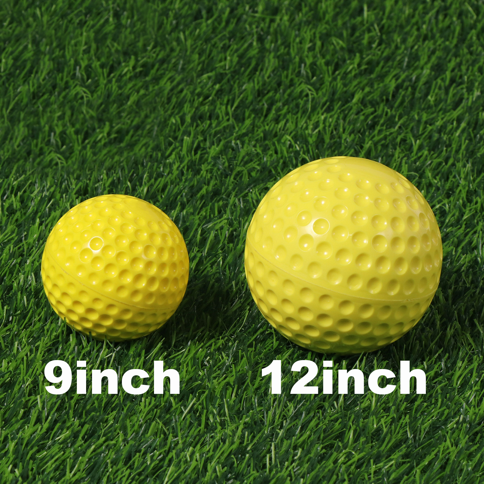12 Inch Yellow Dimpled Softball Baseballs for Pitching Machines Practice Ball