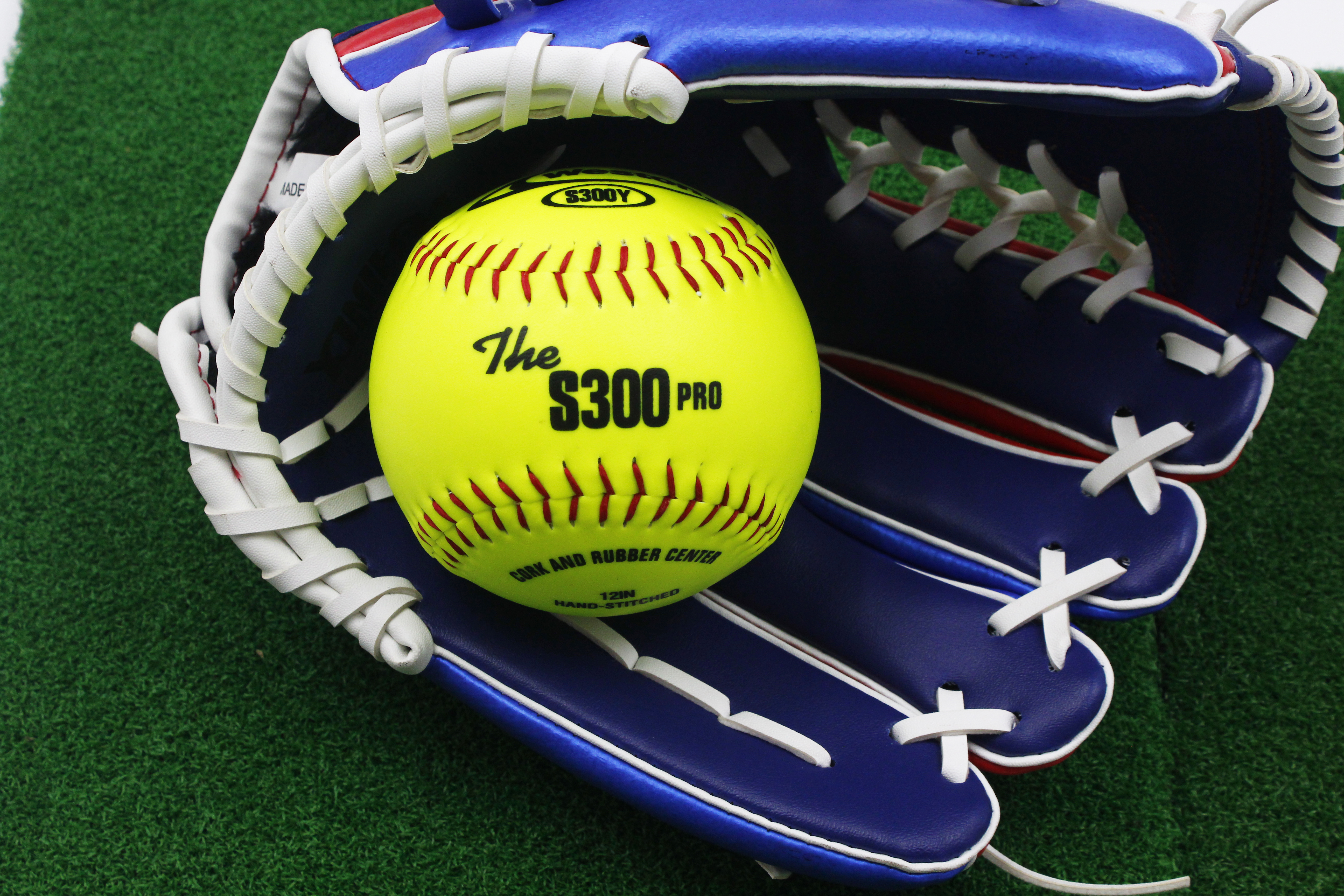 Optic Yellow Synthetic Leather Cover Cork Center Softball Flat Seams Bounce Less For Competition or Practice
