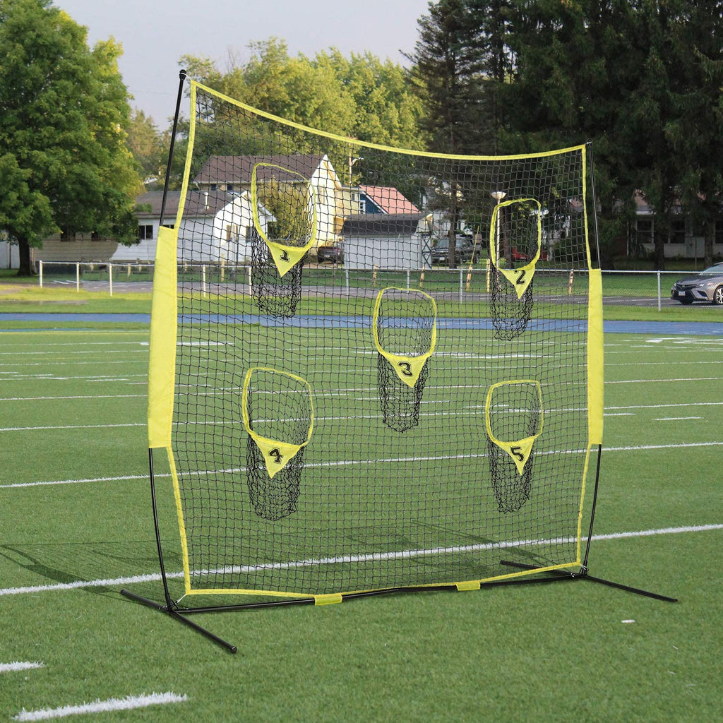 Football Trainer Throwing Net With 5 Target Pockets Baseball Practice Net 7x7FT 8x8FT