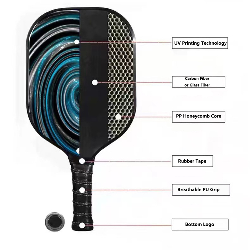 Factory Price Carbon Fiber Pickleball Set of 2 Rackets and 4 Pickle Balls, Lightweight Pickleball Racquet Set with Pickleball Bag for Beginners & Professional