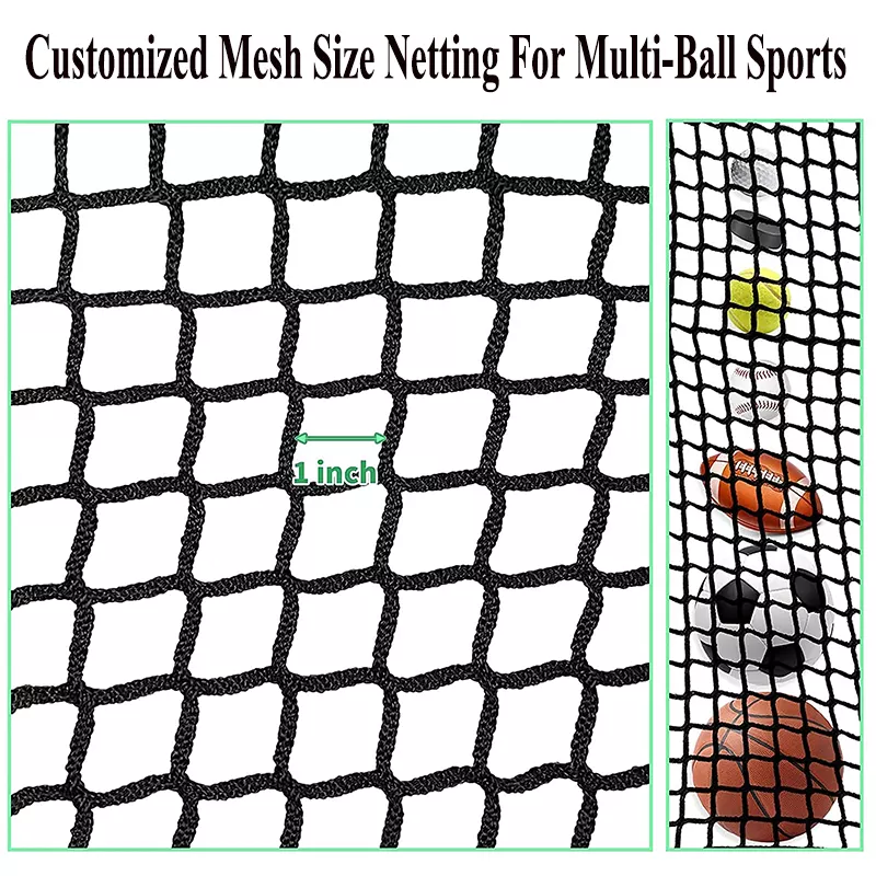Factory Price Heavy Duty UV Resistance Customized Black Color Knotless Polyester Back Stop Safety Net for Baseball Pitching And Throwing Practice