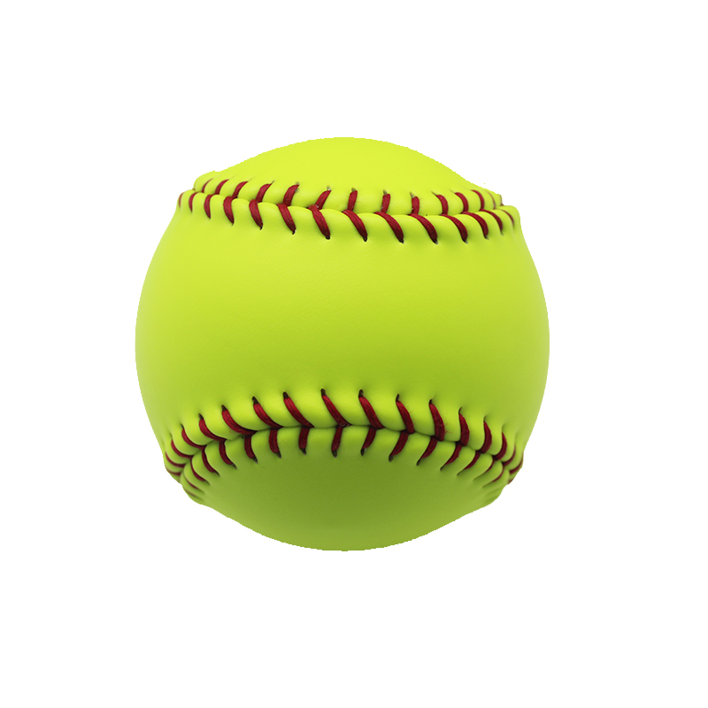 Official Size And Weight Customized Logo Printed Soft Foam Center Green PVC Synthetic Leather Softball