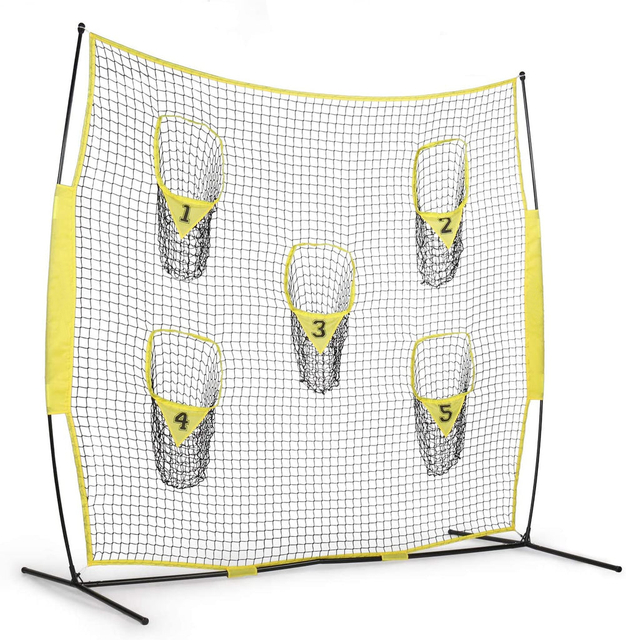 8*8FT Football Trainer Throwing Net With 5 Pockets Baseball Net