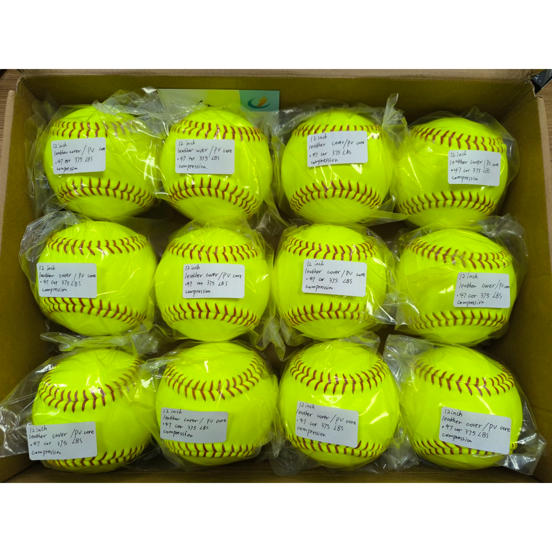 Leather Cover Poly Core Center Softball PU Core .47 Core 375 LBS Compression For Competition 