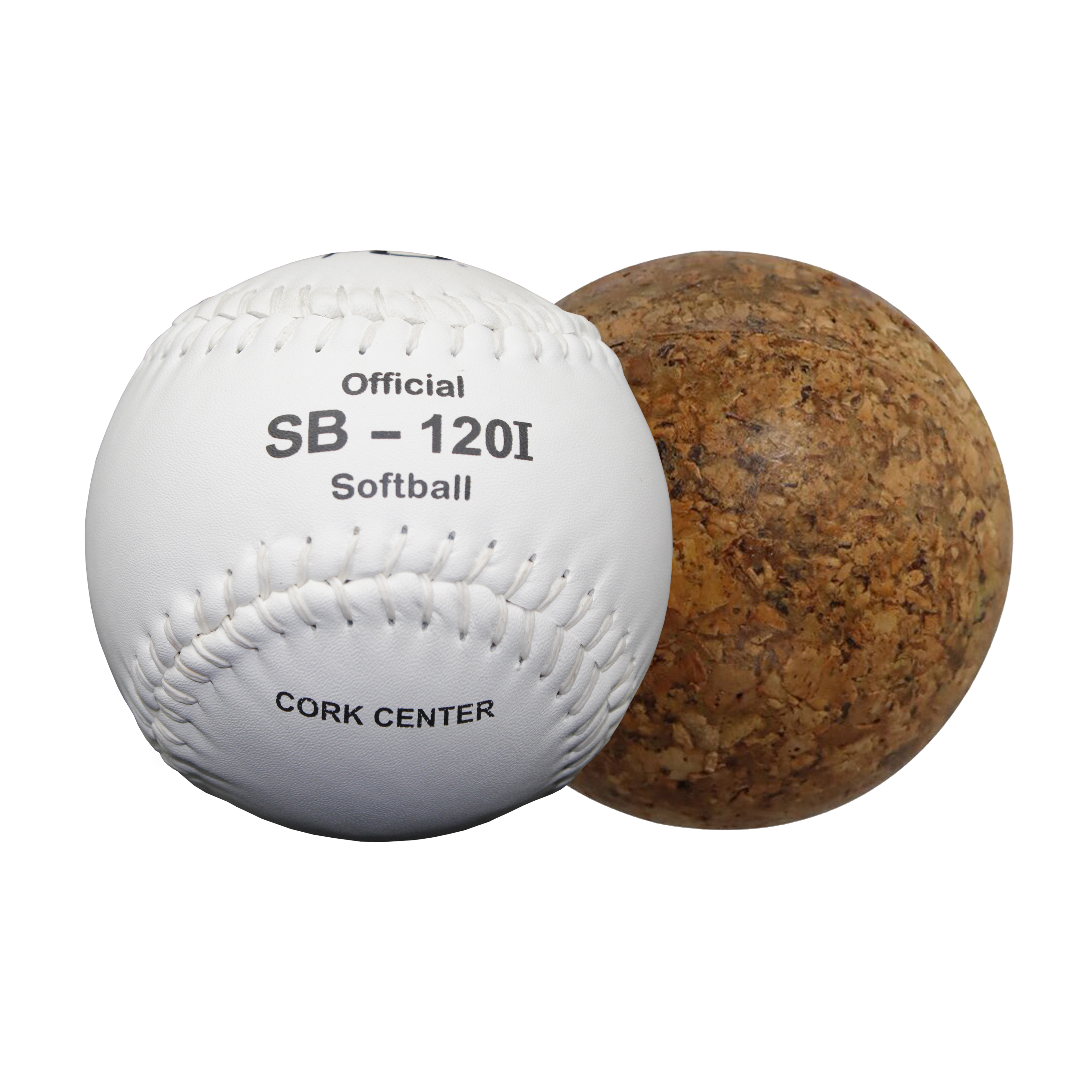 White Leather Cover Best Quality Cork Center Softball For Competiton .47 Cor 375 LBS Compression
