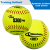Optic Yellow Synthetic Leather Cover Cork Center Softball Flat Seams Bounce Less For Competition or Practice