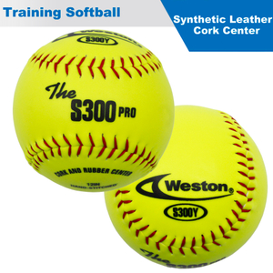 Optic Yellow Synthetic Leather Cover Cork Center Softball Flat Seams Bounce Less For Competition or Practice