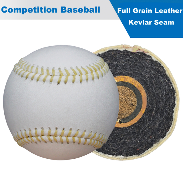 Competition Full Grain Leather Baseball With Kevlar Seams Wool Winding And Double Cushioned Cork Center