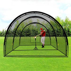22*12*8FT Baseball and Softball Batting Cage Net Portable with Pitching Machine Hole and Detachable Door for Backyard Outdoor Hitting Practice