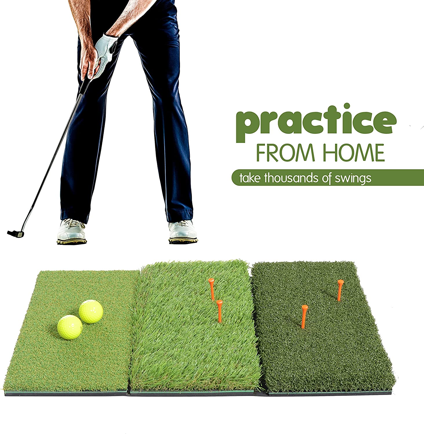 High Quality Portable Tri-Turf Golf Hitting Mat with Factory Price 