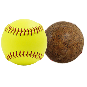 High Quality Customized Logo Printed Wholesale Team Sports Official Durable PK Cork Center Yellow Real Leather Softball