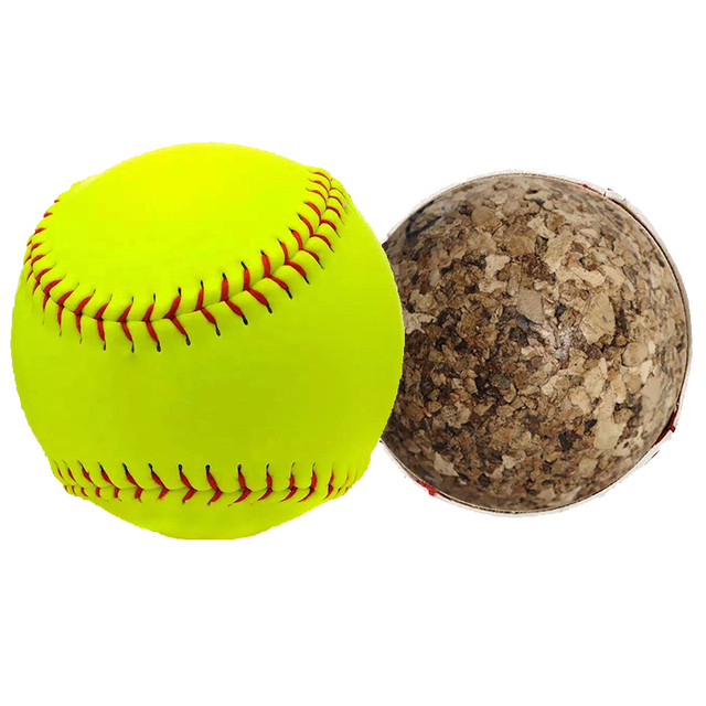 Official Size And Weight Customized Logo Printed Durable Cork Center Green PVC Synthetic Leather Softball