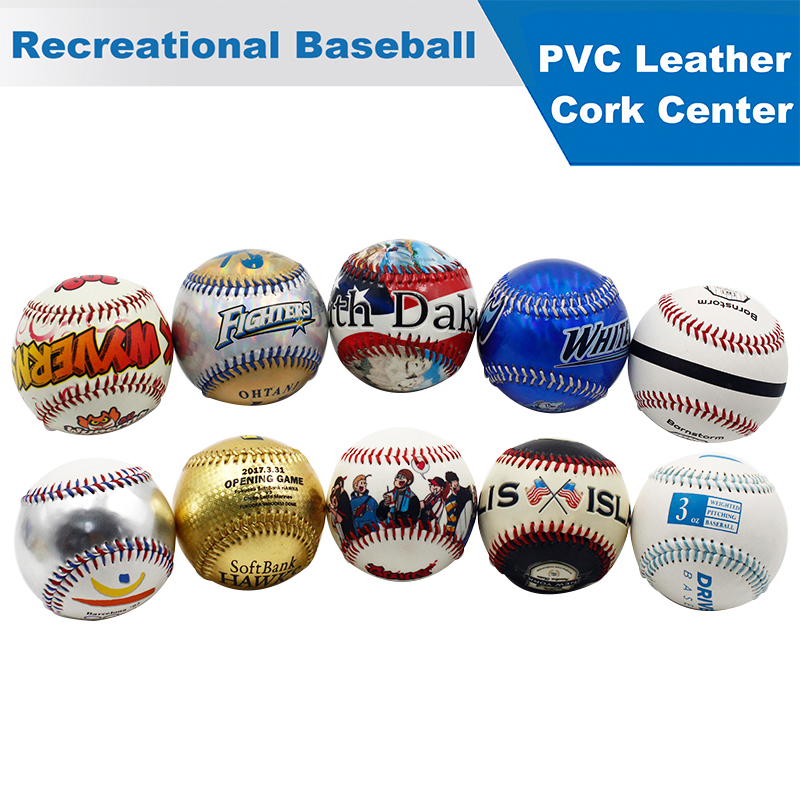 Custom Full Pattern Printing Gift Baseball with PVC Leather Cover Cork Center