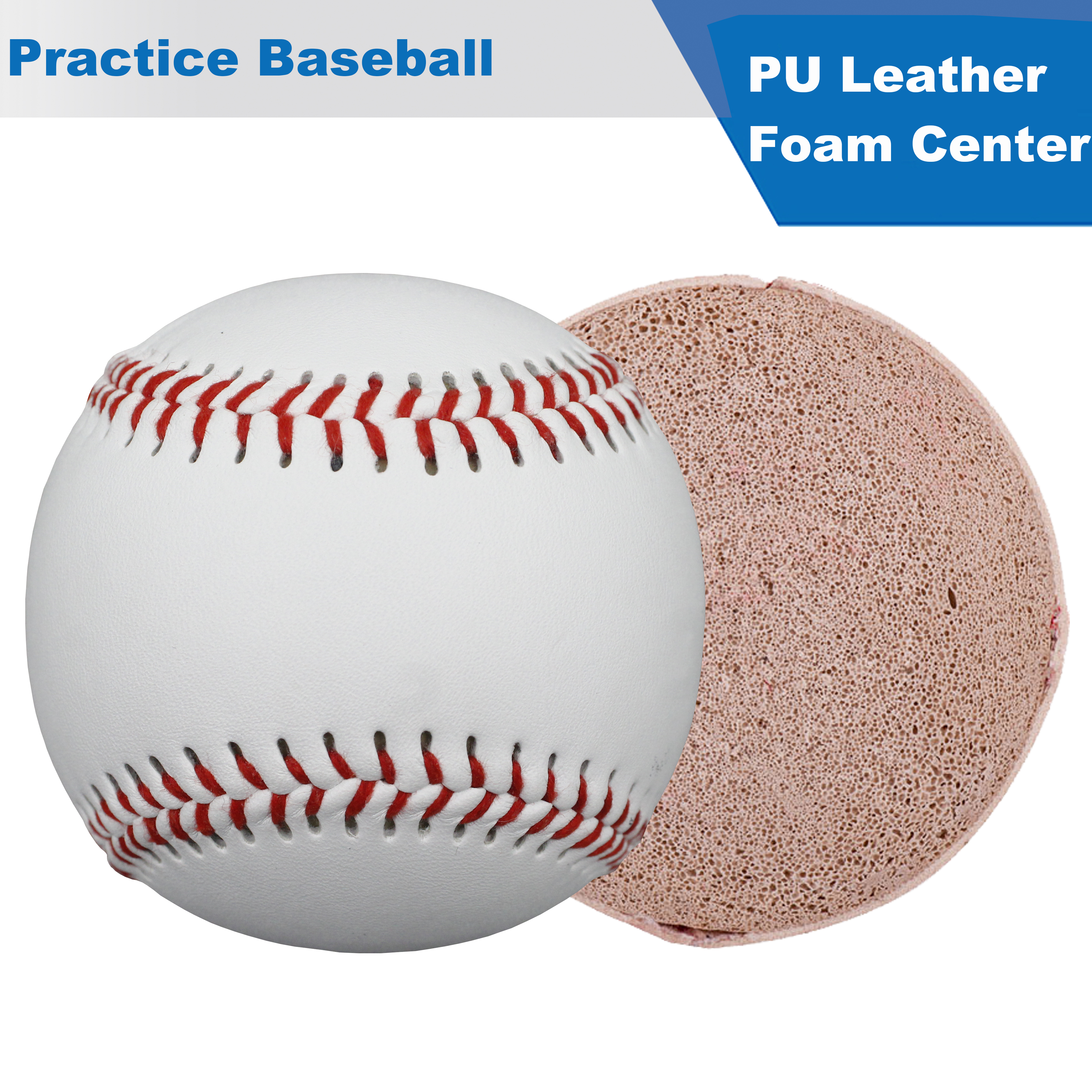 PU Leather Foam Center Baseballs T-Ball Practice Ball For Teenagers or Children