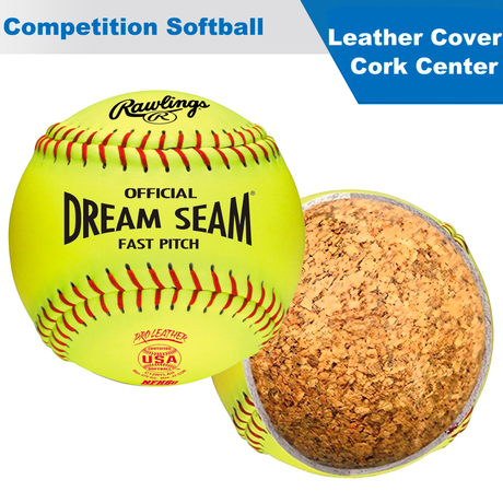 12 Inch Pro Leather Cover Cork Center Dream Seam Softball USA Certified Fastpitch Classic Standard
