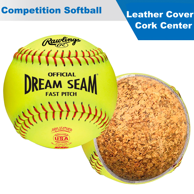 12 Inch Pro Leather Cover Cork Center Dream Seam Softball USA Certified Fastpitch Classic Standard